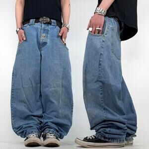 Vintage y2k baggy wide leg rare stonewash grunge archive jeans